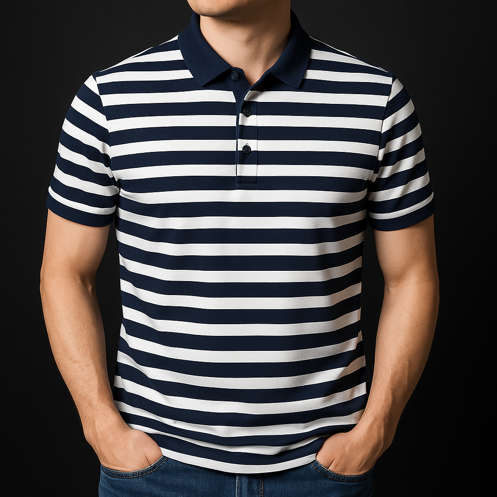 Broughton Striped Cotton Polo — Allyours Closet (view 7)