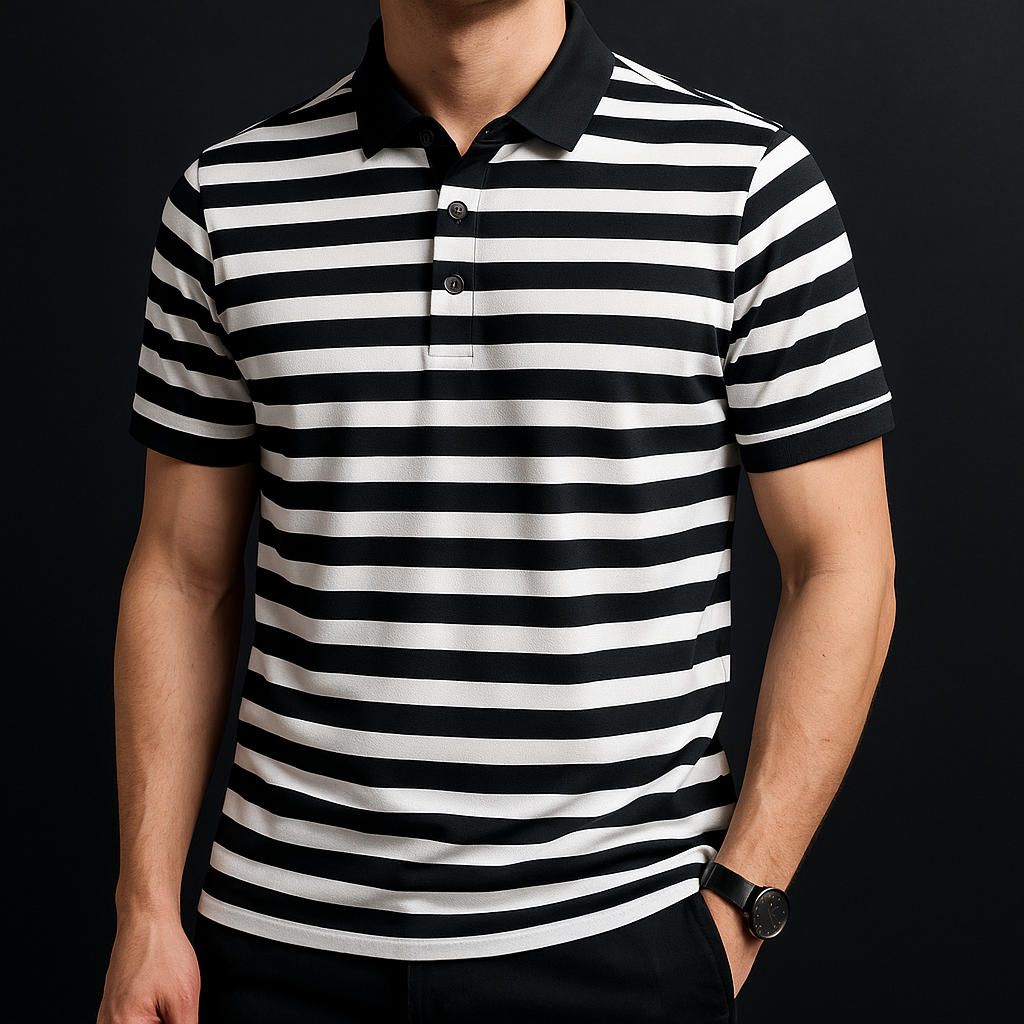 Broughton Striped Cotton Polo — Allyours Closet (view 10)