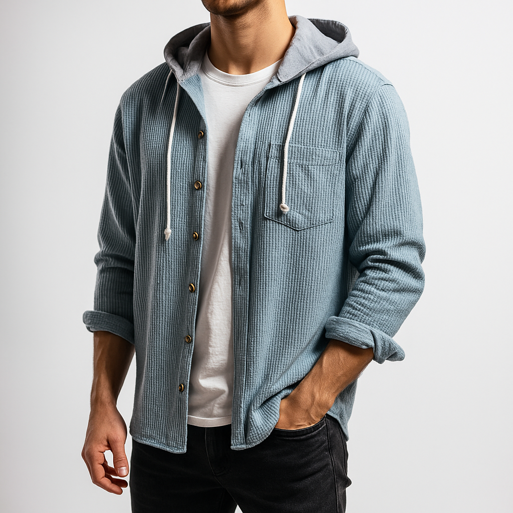 Mason Corduroy Hooded Shirt — Allyours Closet (view 3)