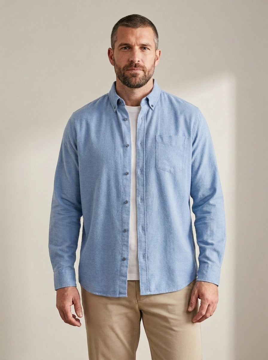Casual Button-Down Shirt — Relaxed Fit in Light Blue