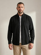 Casual Button-Down Shirt — Relaxed Fit in Black