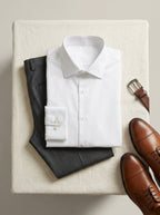 slim fit long sleeve dress shirt in crisp white — flat view