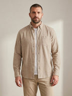 Casual Button-Down Shirt — Relaxed Fit in Beige
