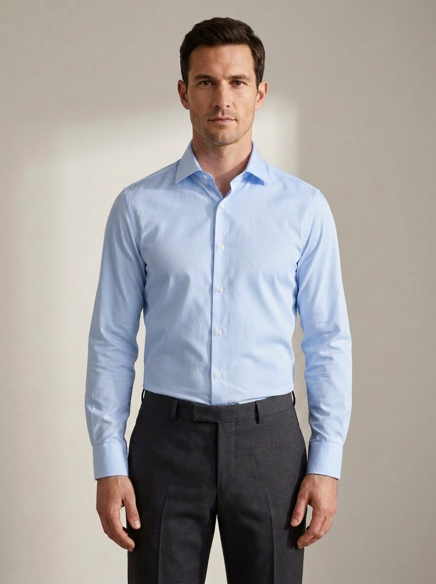 Slim Fit Long Sleeve Dress Shirt in Light Blue