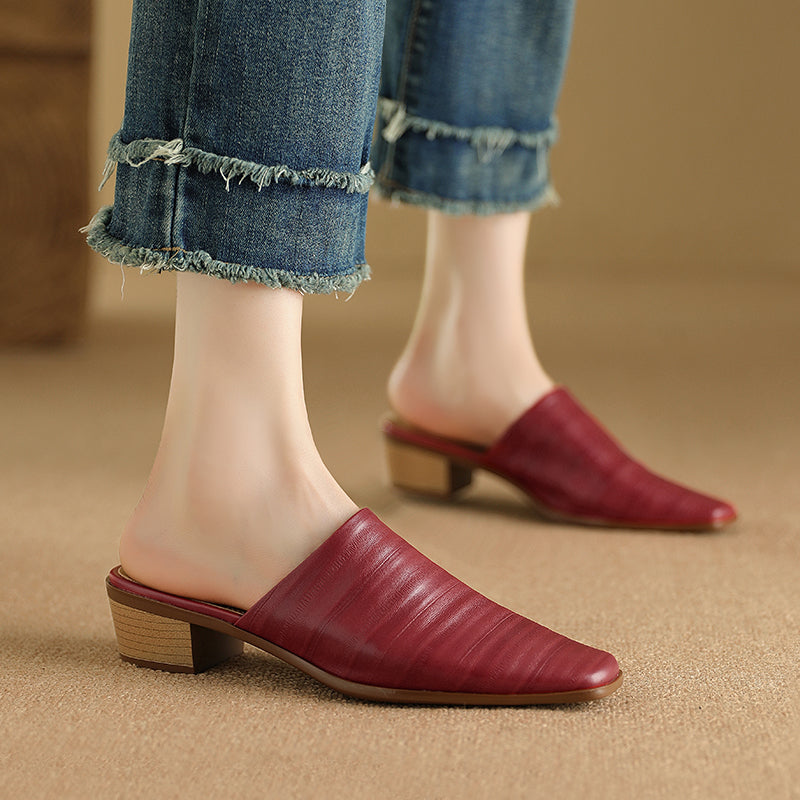 Sorrento Genuine Leather Mules — Allyours Closet