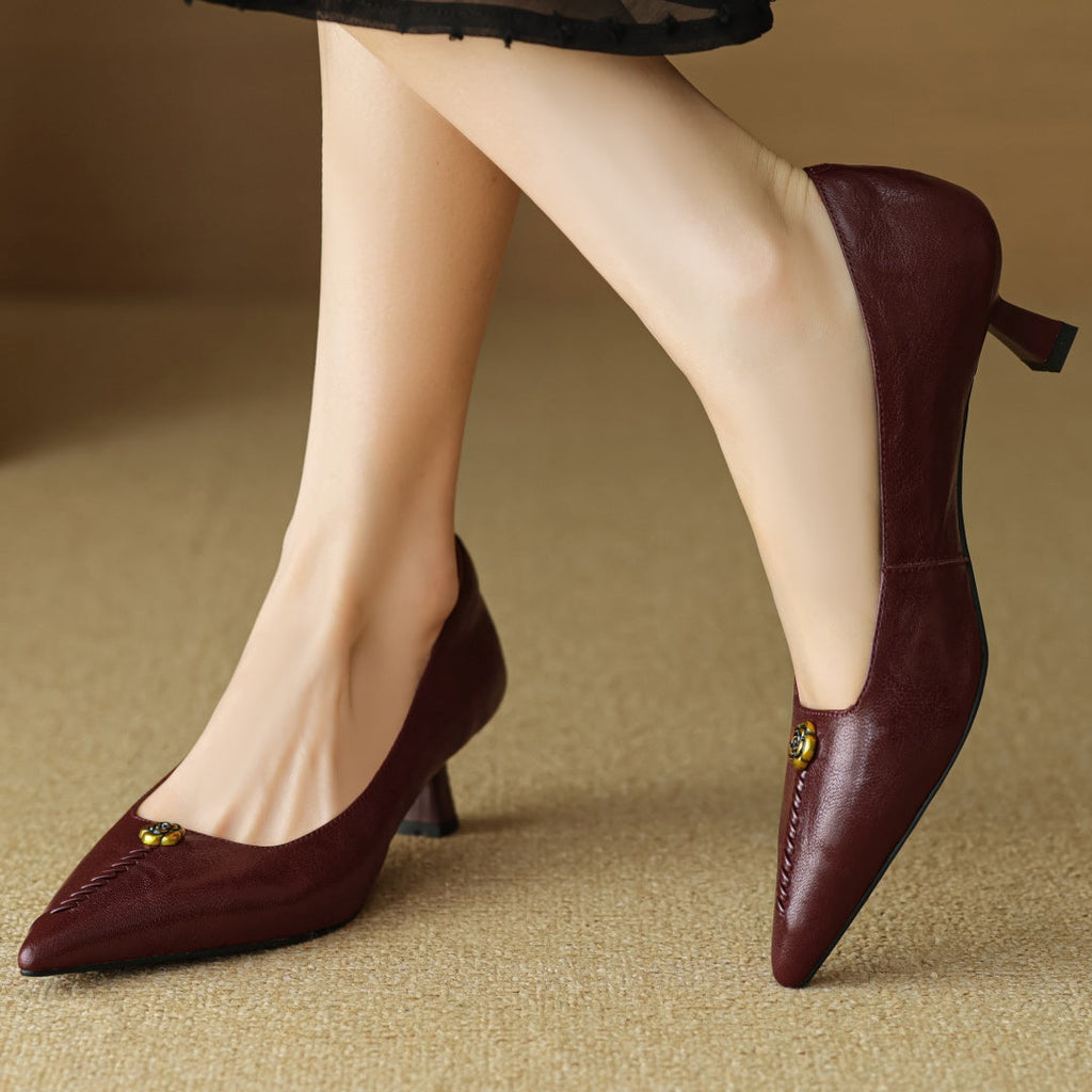 Mary Ann Leather Heels — Allyours Closet (view 3)