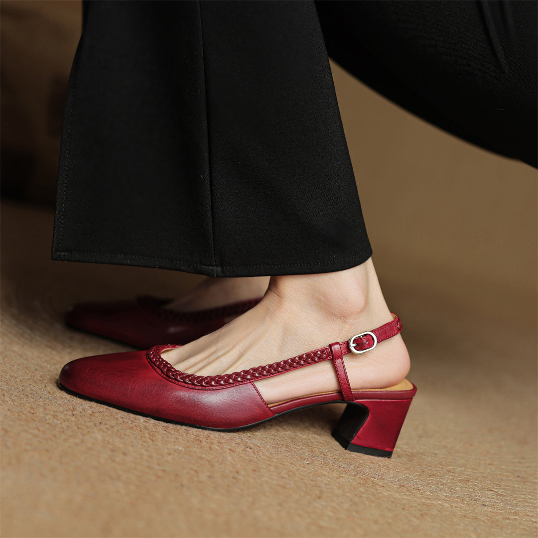 Soravina Leather Heels — Allyours Closet