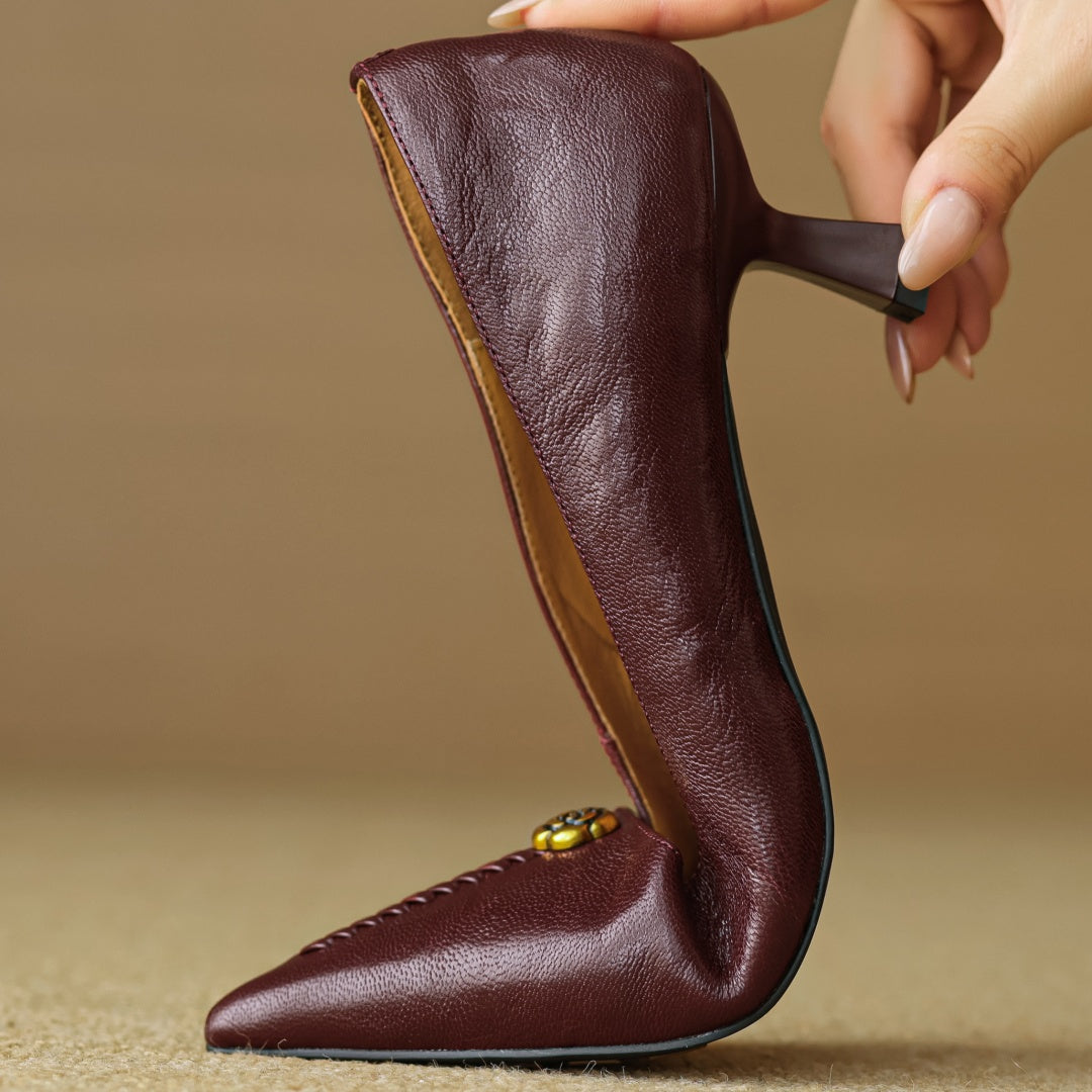 Mary Ann Leather Heels — Allyours Closet (view 6)