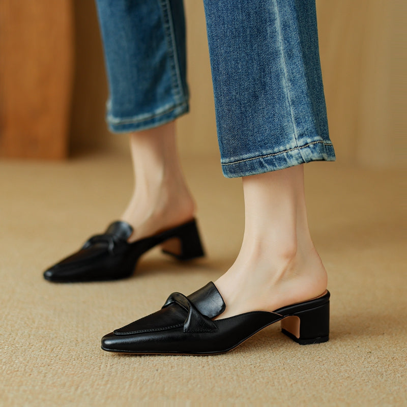 Victoria Leather Mules — Allyours Closet (view 10)