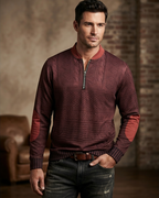 Men's Knit Sweater with Quarter Zip and Pattern Panels — Allyours Closet (view 8)
