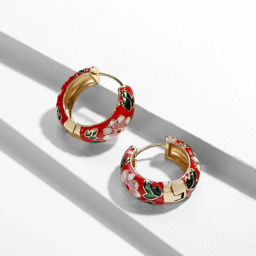 Leilani Floral Hoop Earrings — Allyours Closet (view 2)