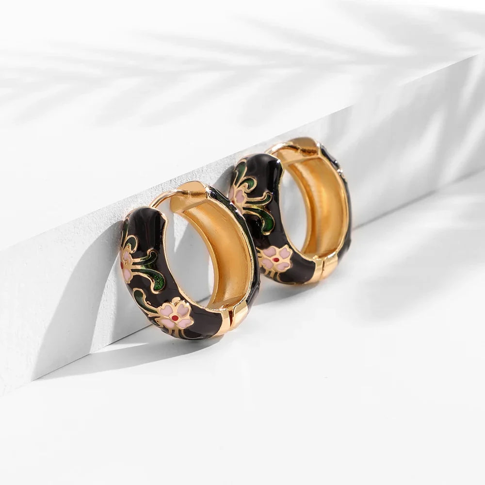 Leilani Floral Hoop Earrings — Allyours Closet (view 3)