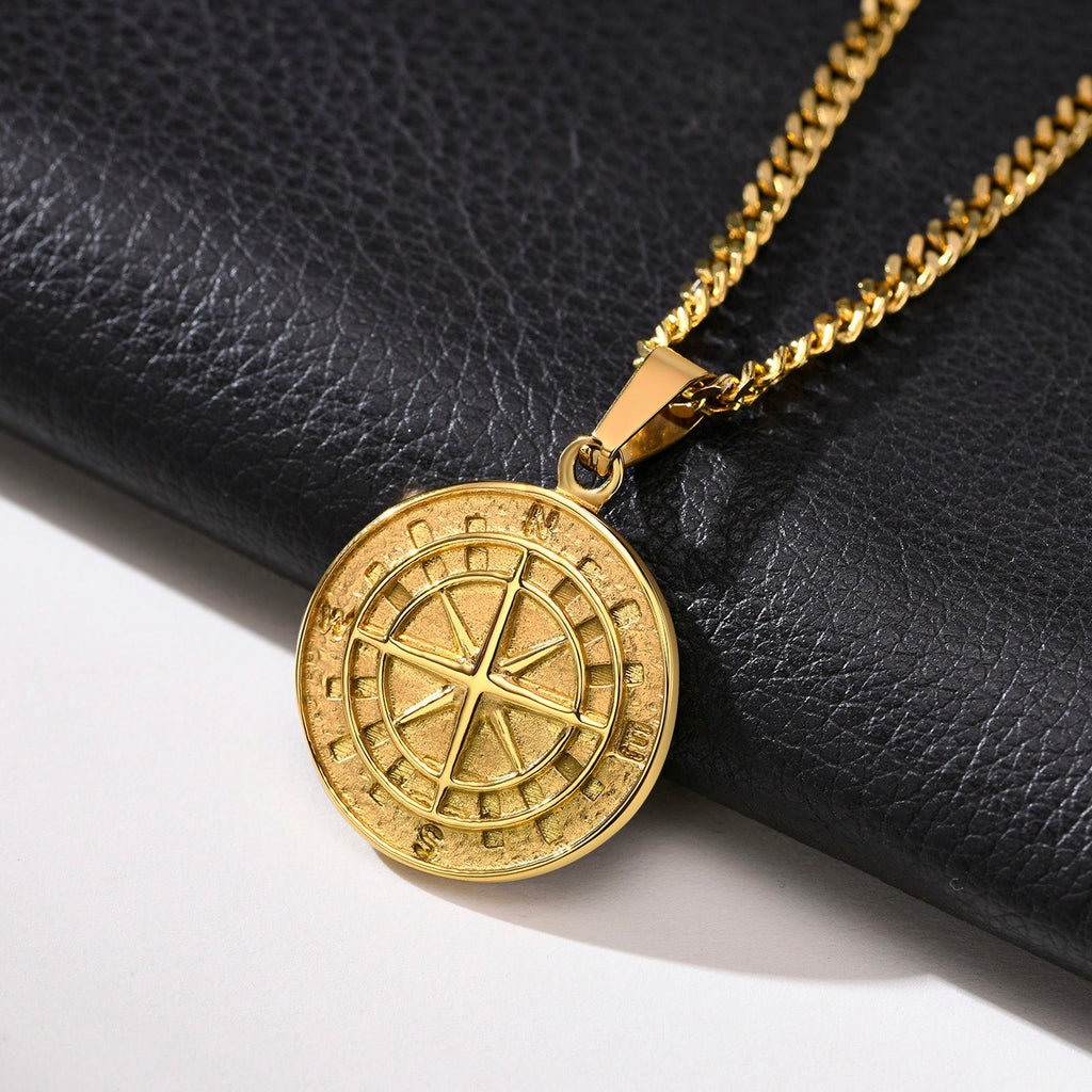 Steel Compass Necklace — Allyours Closet (view 3)