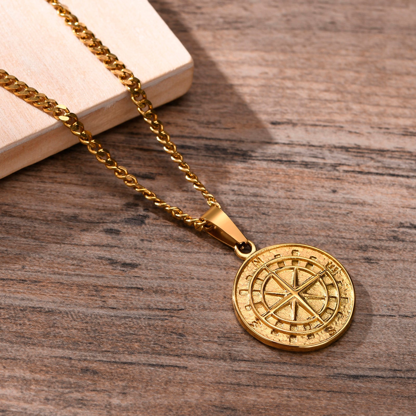 Steel Compass Necklace — Allyours Closet (view 2)