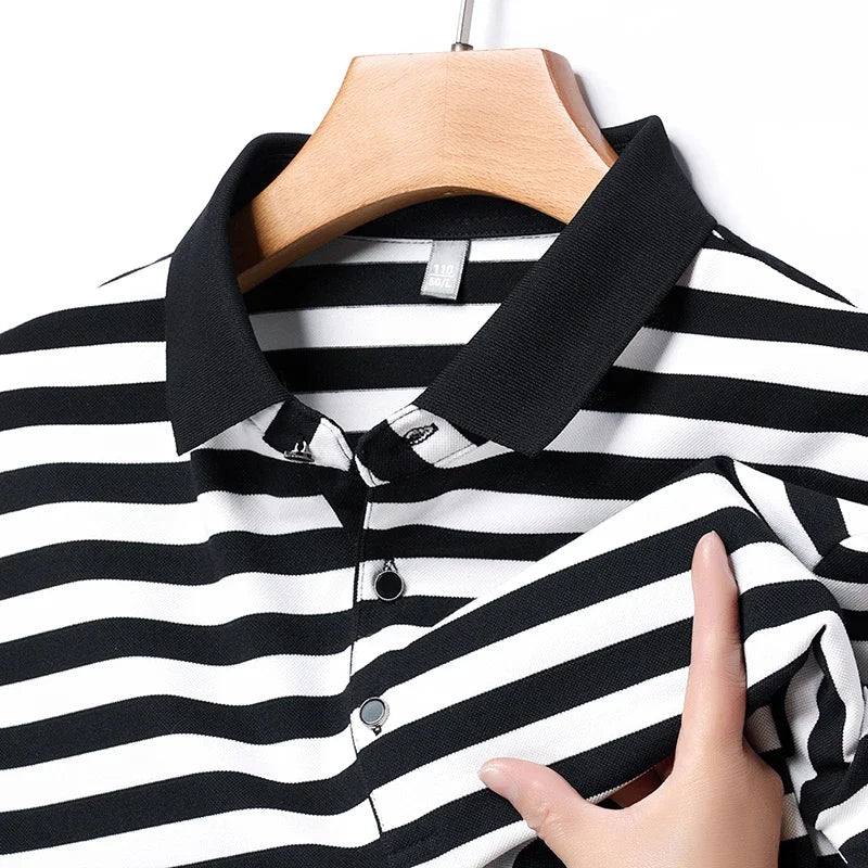 Broughton Striped Cotton Polo — Allyours Closet (view 12)