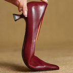 Women's Genuine Cow Leather Pointed Toe Slip-On Pumps, Soft Comfort-Fit Refined 1.8 Inch Thin Heel Dress Shoes