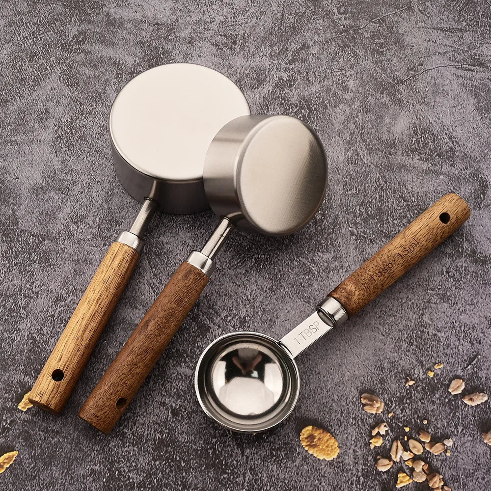 Wood and Steel Measuring Spoon Set — Allyours Closet (view 9)