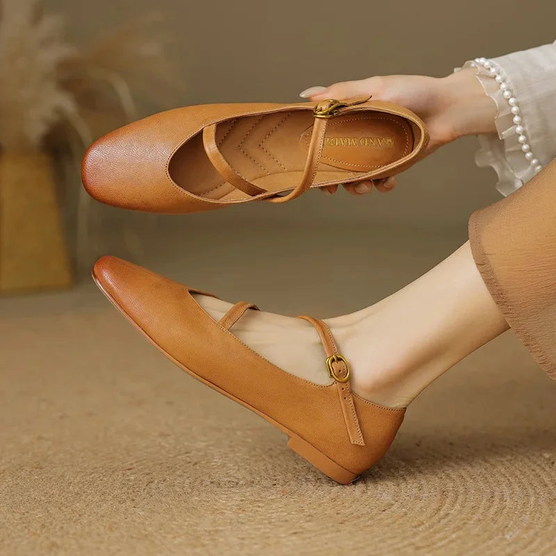 Elora Leather Flats — Allyours Closet