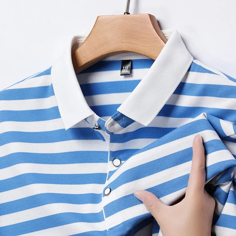 Broughton Striped Cotton Polo — Allyours Closet (view 3)