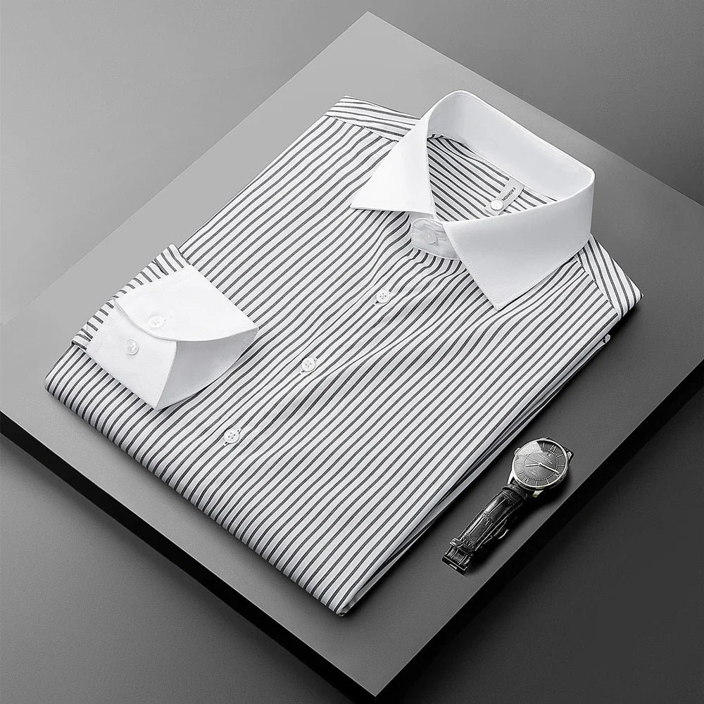 Elliot Pinstripe Dress Shirt — Allyours Closet (view 2)