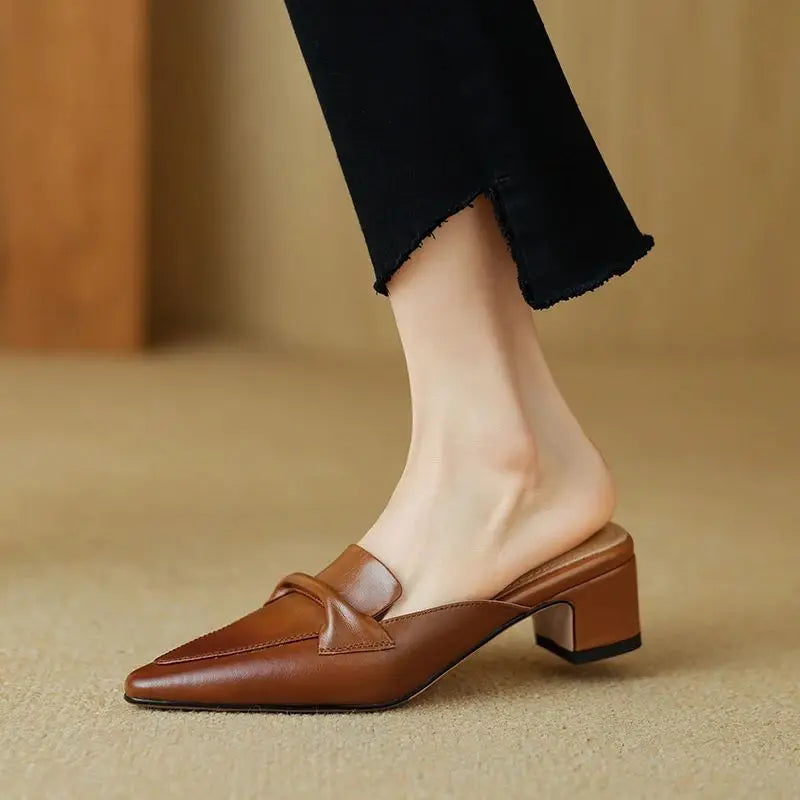 Victoria Leather Mules — Allyours Closet