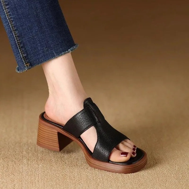 Alessia Leather Sandals — Allyours Closet (view 3)