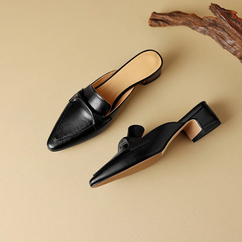 Victoria Leather Mules — Allyours Closet (view 12)