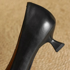Women's Genuine Cow Leather Pointed Toe Slip-On Pumps, Soft Comfort-Fit Refined 1.8 Inch Thin Heel Dress Shoes