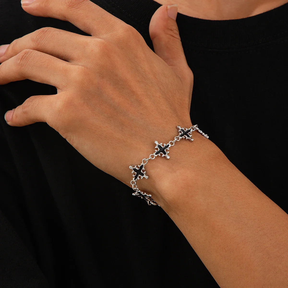 Obsidian Cross Bracelet — Allyours Closet (view 6)