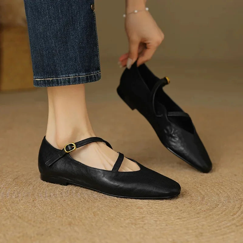 Elora Leather Flats — Allyours Closet (view 4)