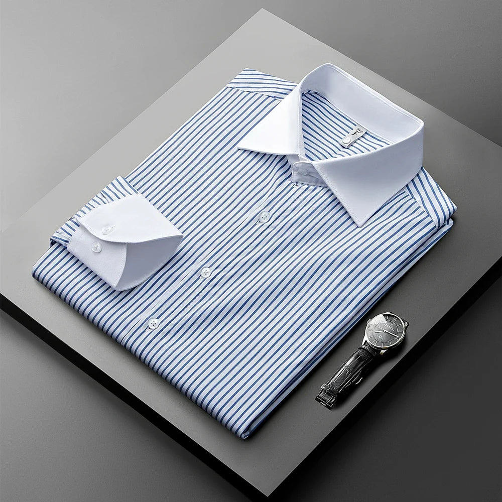 Elliot Pinstripe Dress Shirt — Allyours Closet (view 3)