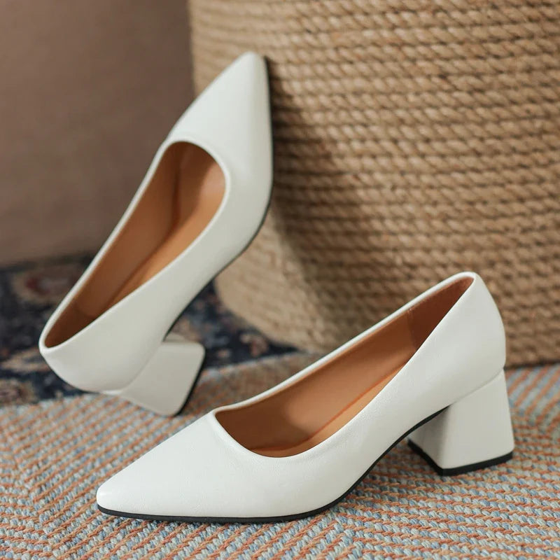 Orlena Leather Heels — Allyours Closet