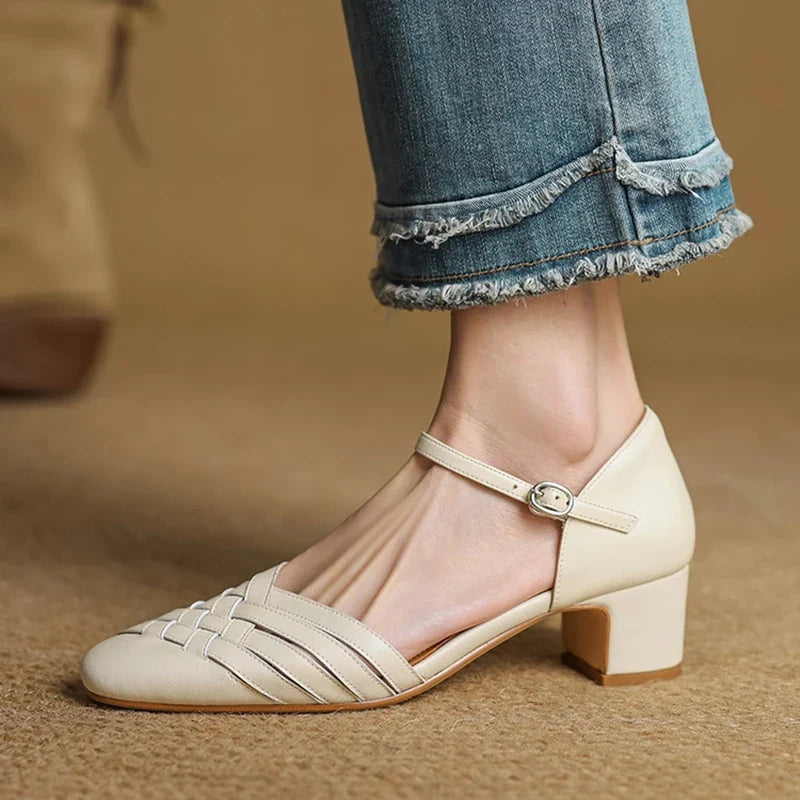 Avora Genuine Leather Heels — Allyours Closet