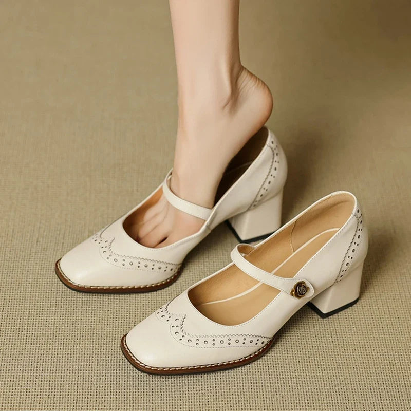 Messina Leather Heels — Allyours Closet