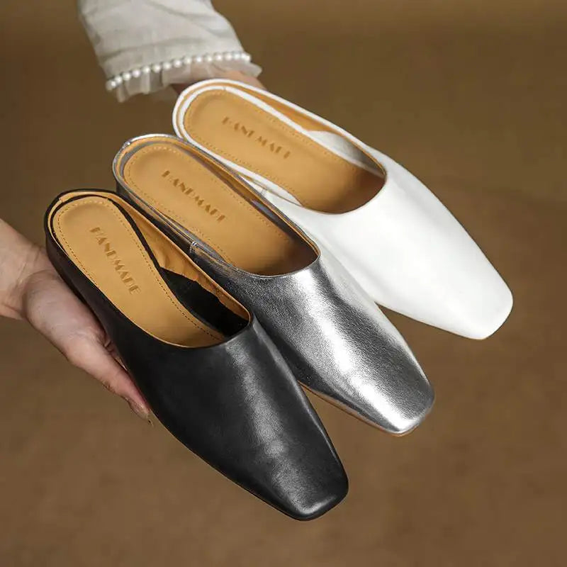 Ariana Leather Mules — Allyours Closet