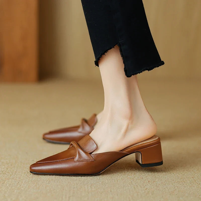 Victoria Leather Mules — Allyours Closet (view 2)