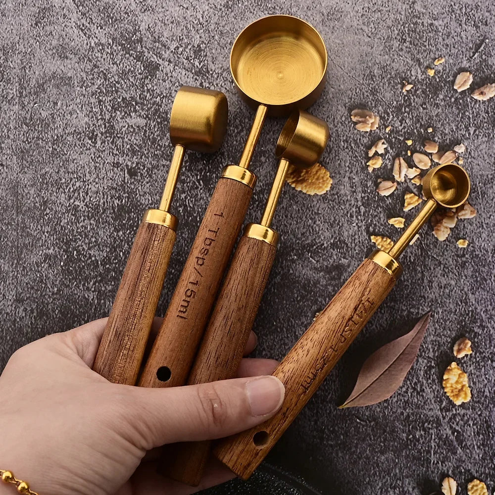 Wood and Steel Measuring Spoon Set — Allyours Closet (view 10)