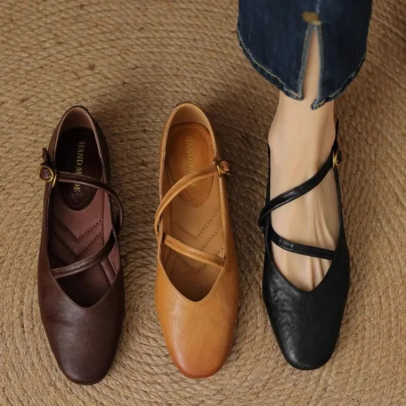 Elora Leather Flats — Allyours Closet (view 9)