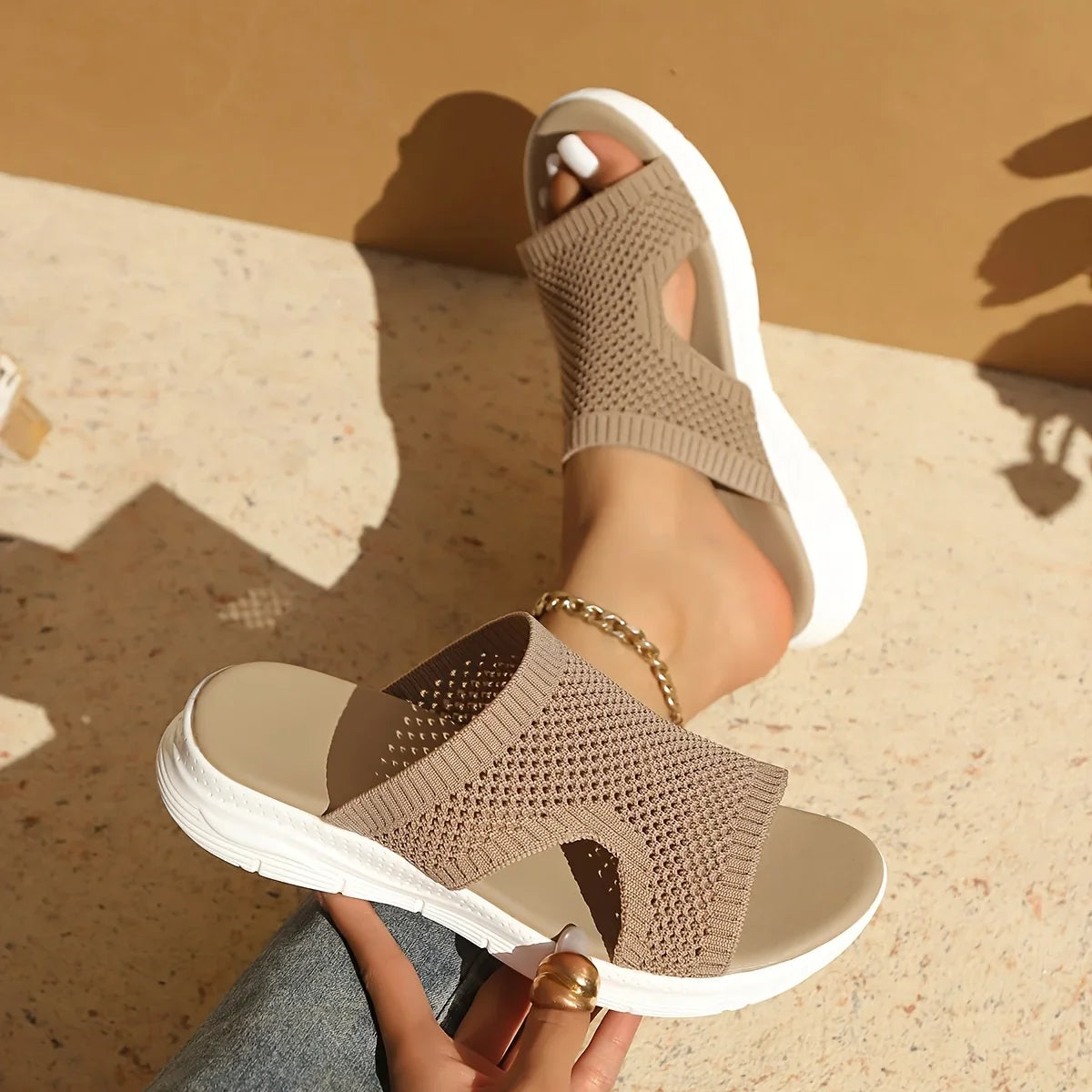 Positano Orthopedic Knit Sandals — Allyours Closet (view 2)