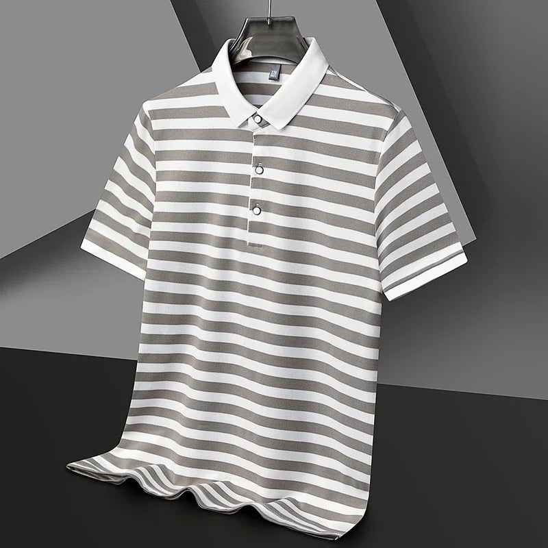 Broughton Striped Cotton Polo — Allyours Closet (view 5)