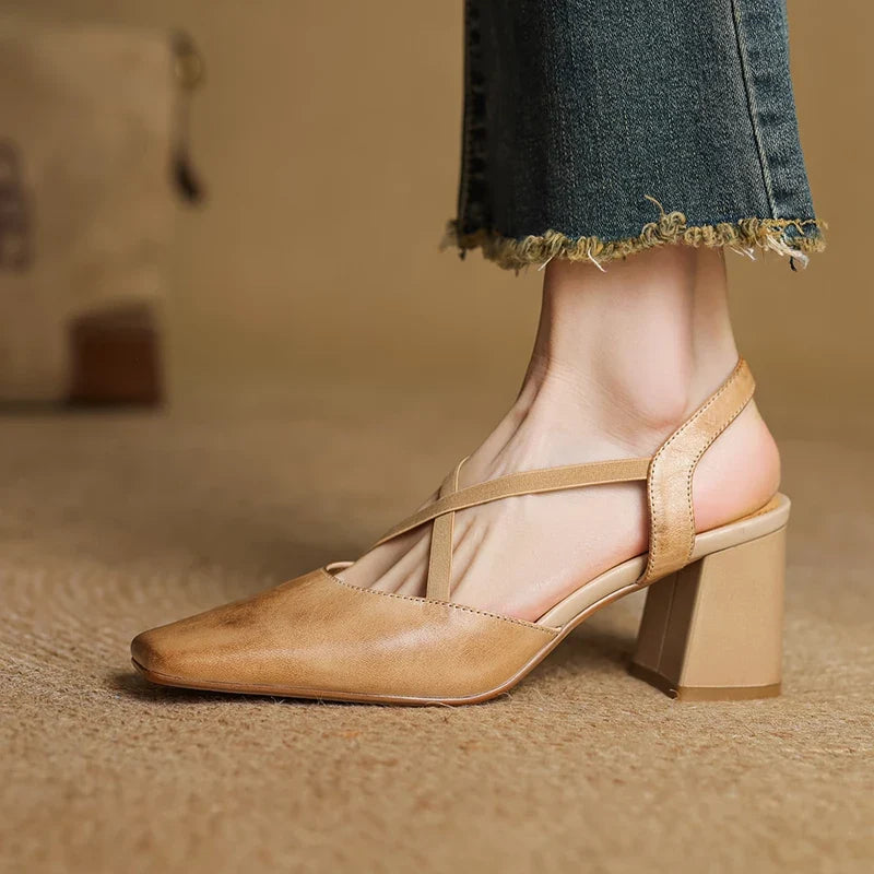 Blaire Leather Heels — Allyours Closet