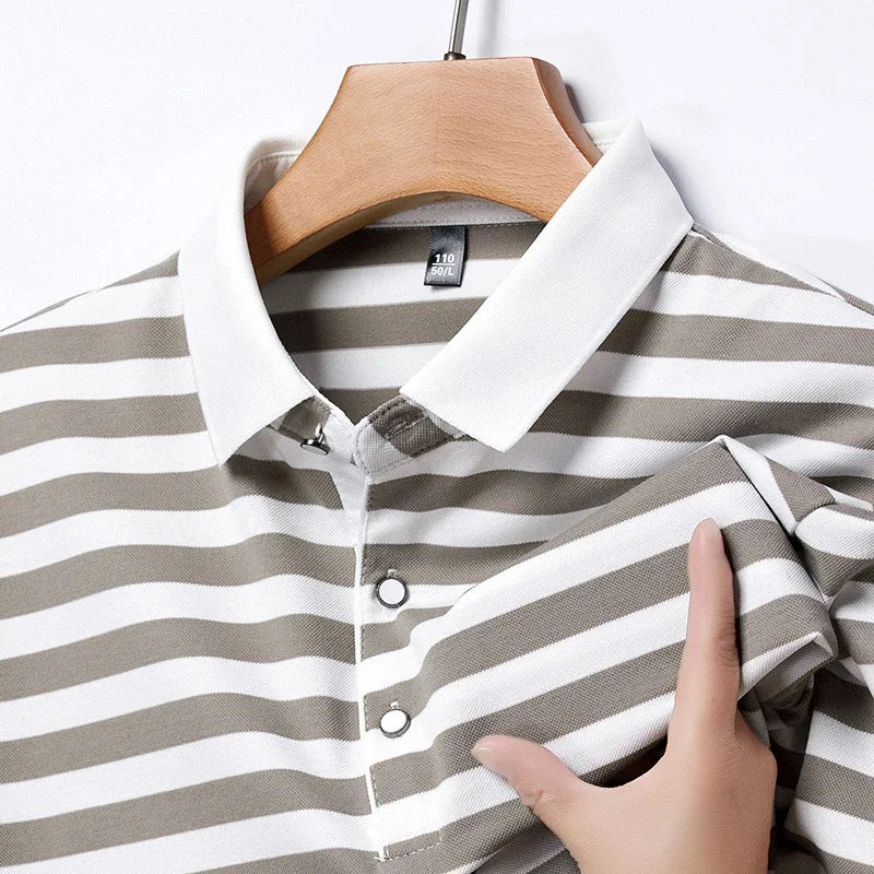 Broughton Striped Cotton Polo — Allyours Closet (view 6)