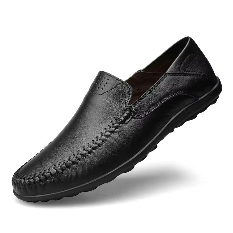 Genuine Leather Men's Everyday Loafers, Breathable Italian Style Slip-On Dress Shoes