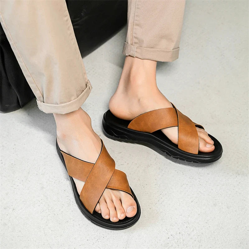Viento Leather Sandals — Allyours Closet (view 2)