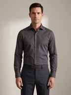 Slim Fit Long Sleeve Dress Shirt in Black Grey