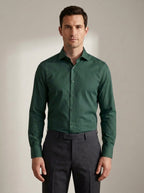 Slim Fit Long Sleeve Dress Shirt in Dark Green