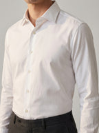 slim fit long sleeve dress shirt in crisp white — detail view