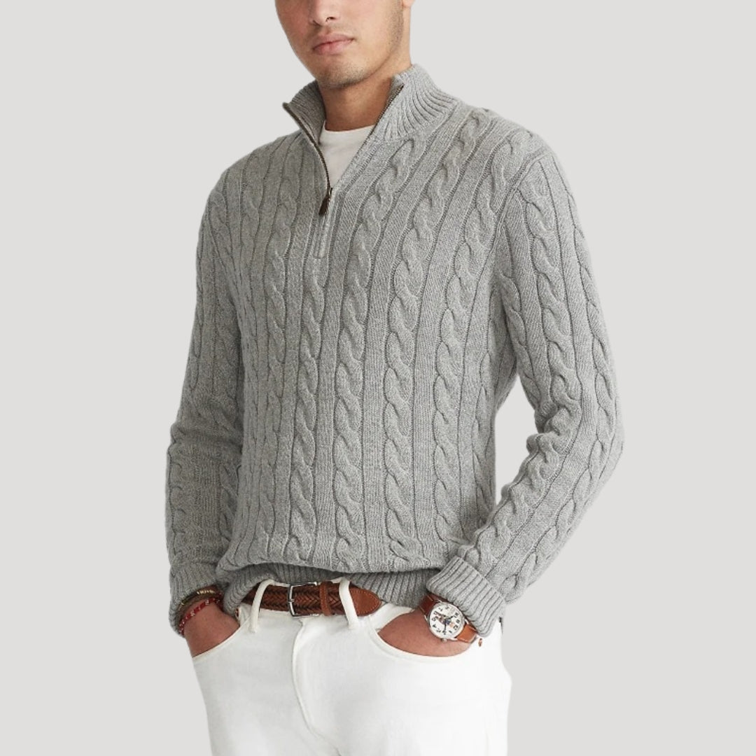 Arne | Cable-Knit Zip-Up Enduring Cardigan — Allyours Closet