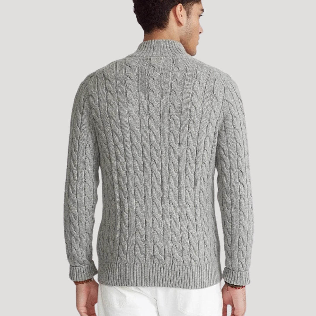 Arne | Cable-Knit Zip-Up Enduring Cardigan — Allyours Closet (view 2)
