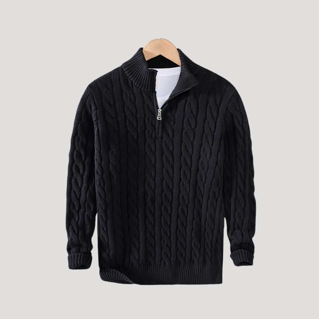 Arne | Cable-Knit Zip-Up Enduring Cardigan — Allyours Closet (view 3)